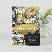 Gold Two Legit Two Quit Hip Hop Invitation Kaart (Staand voorkant)