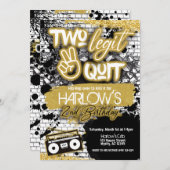 Gold Two Legit Two Quit Hip Hop Invitation Kaart (Voorkant / Achterkant)