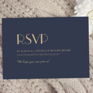 Gold Type Deco Donkere bruiloft bij de marine RSVP Kaartje