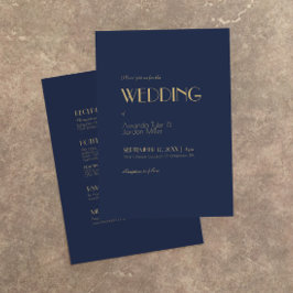 Gold Type Deco | Donkere marine in één huwelijk Kaart
