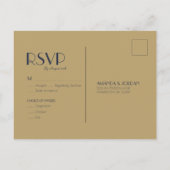 Gold Type Deco | Donkere marineweddenschap RSVP Uitnodiging Briefkaart (Achterkant)