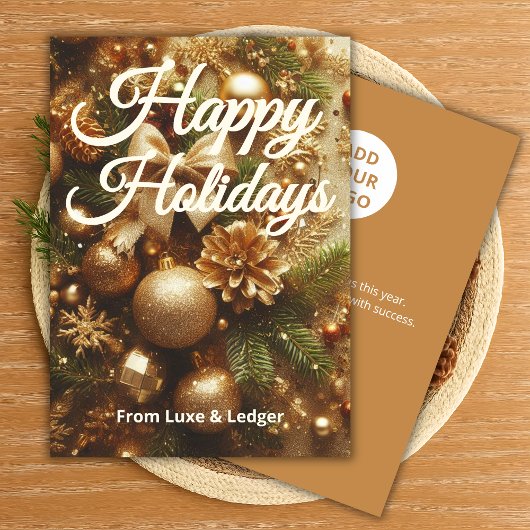 Gold Type Holiday Kaart | Logo en begroeting toevo