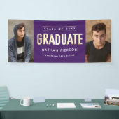Gold Type Paars Twee-foto-Afstuderen Spandoek (Beurs)