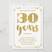 Gold Typografie 30th Birthday Party Kaart (Voorkant)