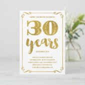 Gold Typografie 30th Birthday Party Kaart (Staand voorkant)
