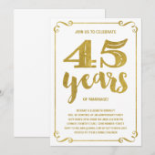  Gold Typografie 45e Jubileum Kaart (Voorkant / Achterkant)