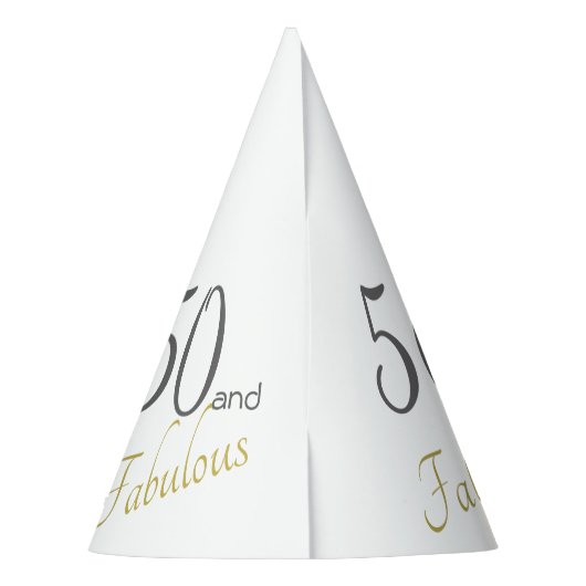 Gold typografie 50e verjaardag 50 en Fabulous Feesthoedjes (Achterkant)