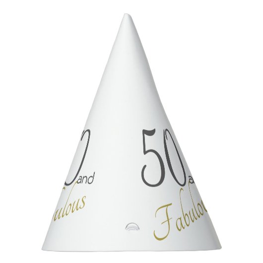 Gold typografie 50e verjaardag 50 en Fabulous Feesthoedjes (Rechts)