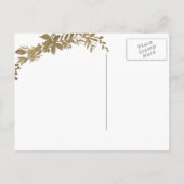 Gold typografie blad floral black, behalve de datu aankondigingskaart (Achterkant)