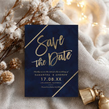 Gold typografie blauw waterverf, behalve de datum