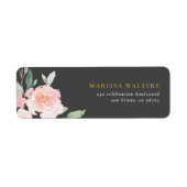 Gold Typografie Blush Pink Flowers & Grey Etiket (Voorkant)