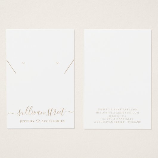 Gold Typografie Earring Ketting Display Kaart (Voorkant /achterkant)