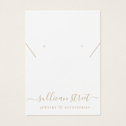 Gold Typografie Earring Ketting Display Kaart (Voorkant)