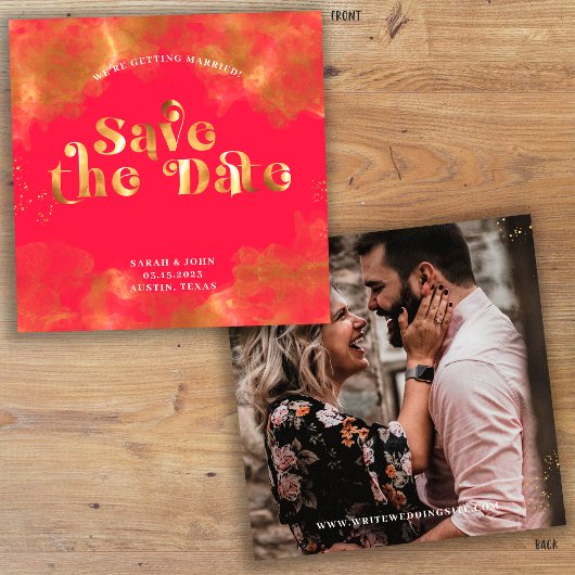 Gold Typografie Elegant Red Pink Magenta Foto Save The Date