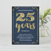 Gold Typografie | Faux Foil 25th Birthday Party Kaart (Staand voorkant)