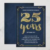 Gold Typografie | Faux Foil 25th Birthday Party Kaart (Voorkant / Achterkant)