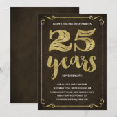 Gold Typografie | Faux Foil 25th Birthday Party Kaart (Voorkant / Achterkant)