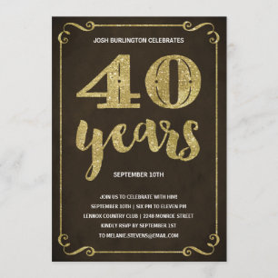 Gold Typografie   Faux Foil 40th Birthday Party Kaart