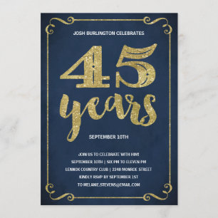 Gold Typografie   Faux Foil 45th Birthday Party Kaart