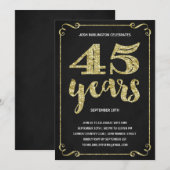 Gold Typografie | Faux Foil 45th Birthday Party Kaart (Voorkant / Achterkant)