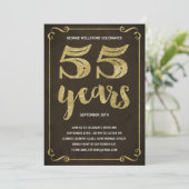 Gold Typografie | Faux Foil 55th Birthday Party Kaart (Staand voorkant)