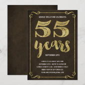 Gold Typografie | Faux Foil 55th Birthday Party Kaart (Voorkant / Achterkant)