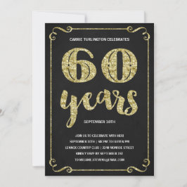 Gold Typografie | Faux Foil 60th Birthday Party Kaart