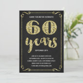 Gold Typografie | Faux Foil 60th Birthday Party Kaart (Staand voorkant)