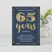 Gold Typografie | Faux Foil 65th Birthday Party Kaart (Staand voorkant)