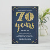 Gold Typografie | Faux Foil 70th Birthday Party Kaart (Staand voorkant)