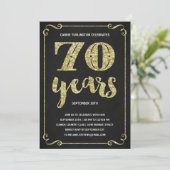 Gold Typografie | Faux Foil 70th Birthday Party Kaart (Staand voorkant)