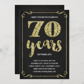 Gold Typografie | Faux Foil 70th Birthday Party Kaart (Voorkant / Achterkant)