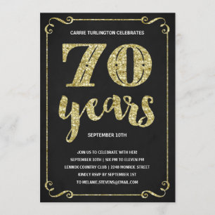 Gold Typografie   Faux Foil 70th Birthday Party Kaart
