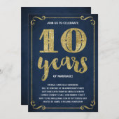 Gold Typografie | Faux-Folie 10de Jubileum Kaart (Voorkant / Achterkant)