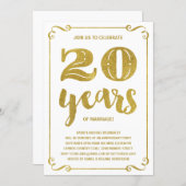 Gold Typografie | Faux-Folie 20e Jubileum Kaart (Voorkant / Achterkant)