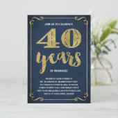 Gold Typografie | Faux-Folie 40e Jubileum Kaart (Staand voorkant)