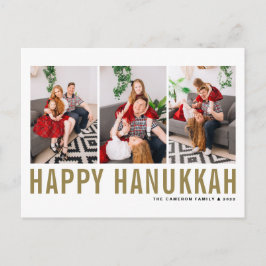 Gold Typografie Foto Collage Happy Hanukkah Feestdagenkaart