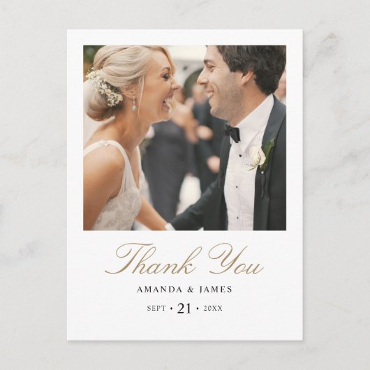 Gold Typografie Foto Weddenschap Hartelijk dank Br Aankondigingskaart (Voorkant)