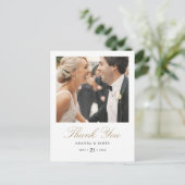Gold Typografie Foto Weddenschap Hartelijk dank Br Aankondigingskaart (Staand voorkant)