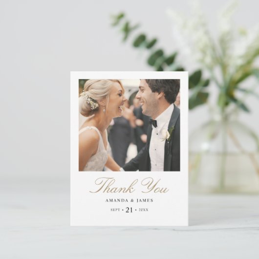 Gold Typografie Foto Weddenschap Hartelijk dank Br Aankondigingskaart (Staand voorkant)