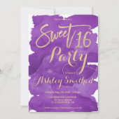 Gold typografie paarse waterverf borstel gezoet 16 kaart (Voorkant)