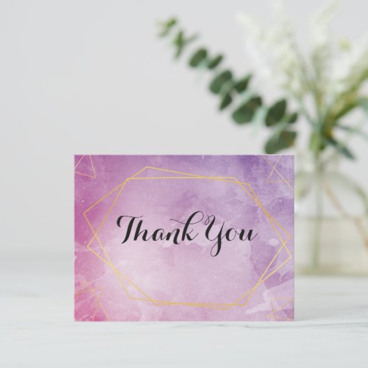 Gold typografie roze waterverf Hartelijk dank Briefkaart (Staand voorkant)