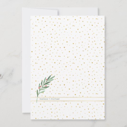 Gold Typografie - Uitnodiging voor kerstbruiloft (Achterkant)