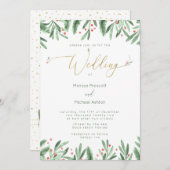 Gold Typografie - Uitnodiging voor kerstbruiloft (Voorkant / Achterkant)