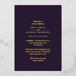 Gold Typography All-in-1 Monochrome Wedding Folie Uitnodiging