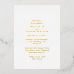 Gold Typography All-in-1 Monochrome Wedding Folie Uitnodiging