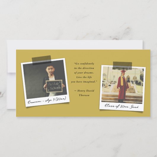 Gold Typography Bold Sketch Gradup Foto Bedankkaart (Achterkant)