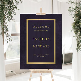 Gold typography dark purple acrylic welcome sign acryl bord