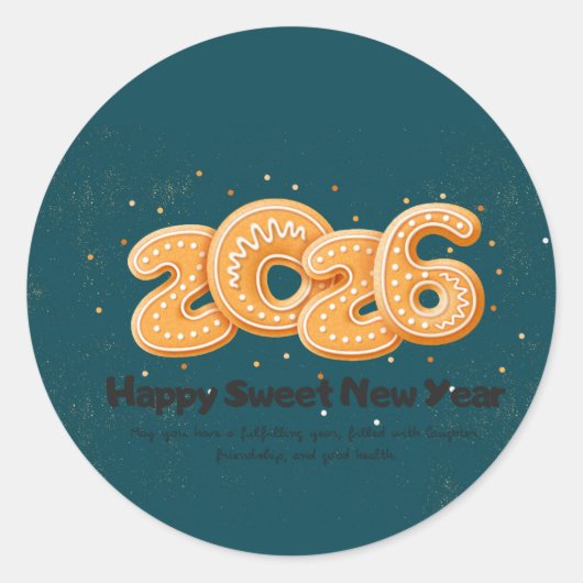 Gold typography happy new year 2026 ronde sticker (Voorkant)