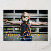 Gold Typography Merry Kerstfeestay Foto Folie Feestdagenkaart (Voorkant)